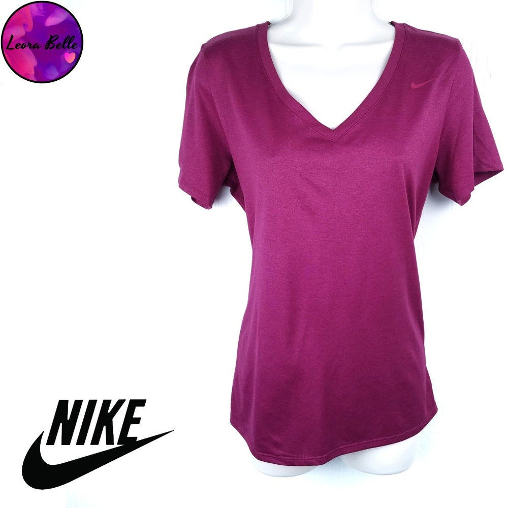 Nike Large Short Sleeve V Neck Dri Fit T Shirt